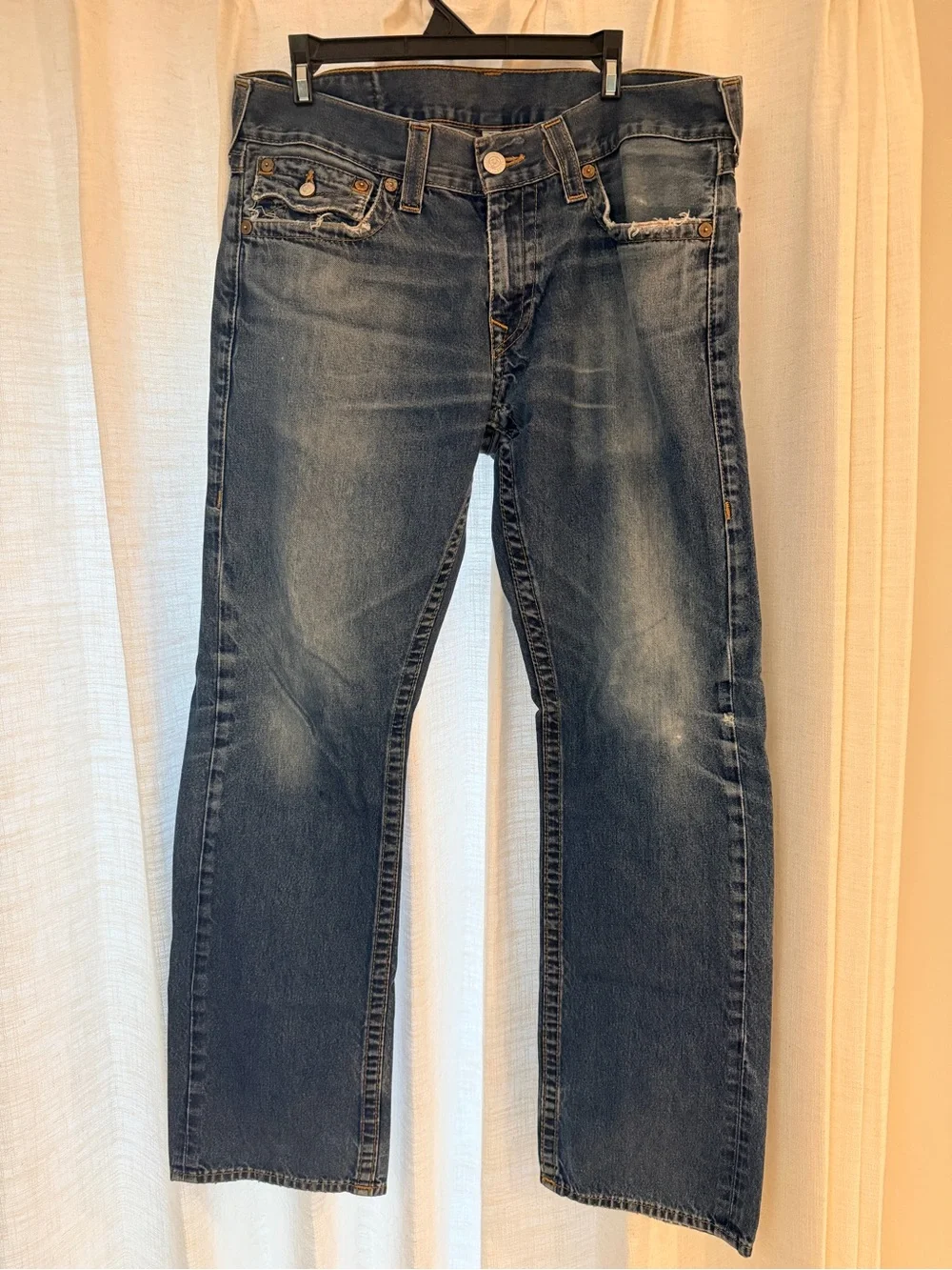 True Religion Men's Medium Blue Straight-Leg Jeans